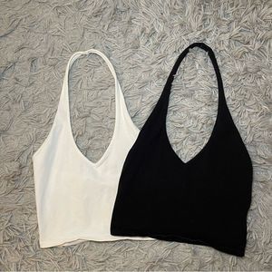Black & White Express Halter Crop Tops